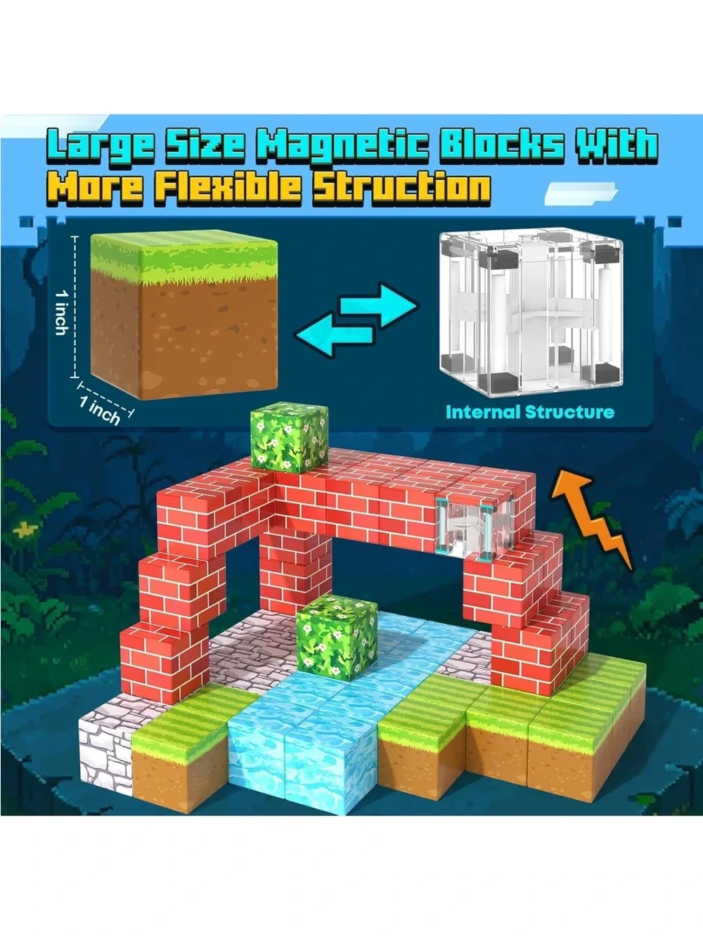 100PCS Magnetic Blocks Build Magnet Forrest World Montessori Sensory Educational